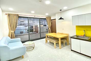 Bright rooftop serviced apartment for rent on Nguyen Van Dau Street Binh Thanh District.