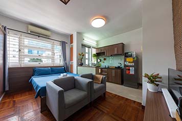 Penthouse serviced apartment for rent on Nguyen Thi Minh Khai Street, Dakao Ward, District 1.