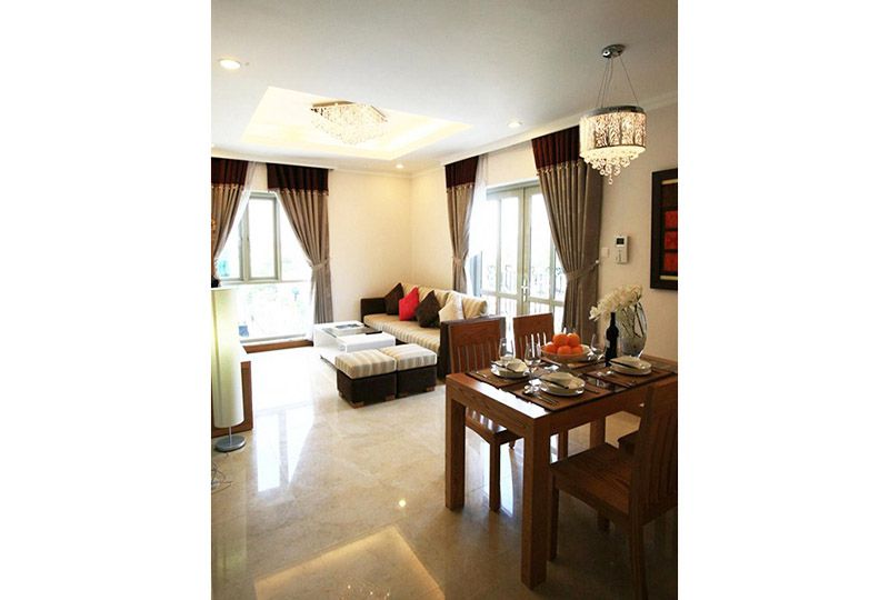 Three bedroom serviced apartment for rent in Saigon Pavillon District 3 .