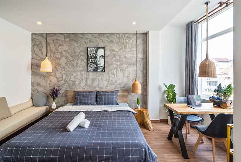 Cozy Retro concept serviced apartment rental in District 1 Saigon