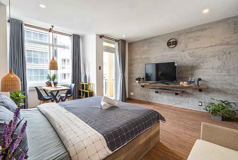 Cozy Retro concept serviced apartment rental in District 1 Saigon