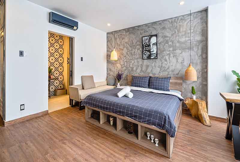 Cozy Retro concept serviced apartment rental in District 1 Saigon