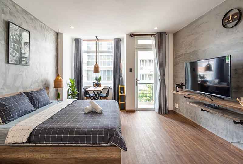 Cozy Retro concept serviced apartment rental in District 1 Saigon