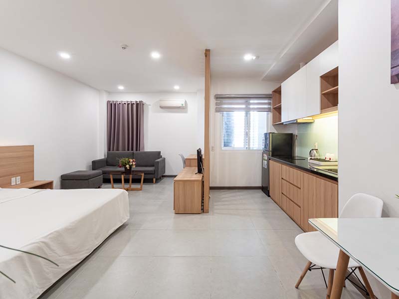 Nice studio serviced apartment renting in Tan Binh District, Cuu Long Street