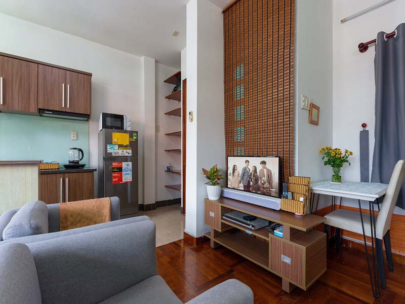 Penthouse serviced apartment for rent on Nguyen Thi Minh Khai Street, Dakao Ward, District 1.