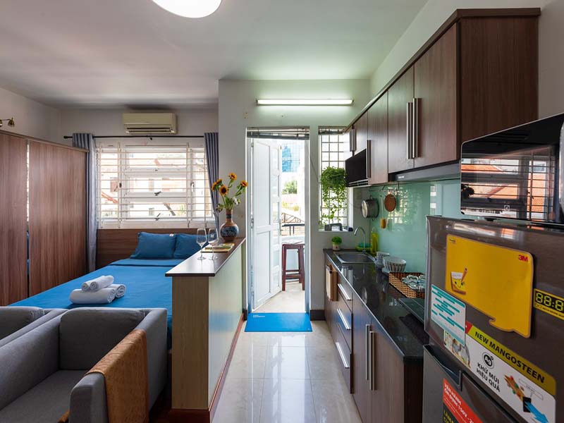 Penthouse serviced apartment for rent on Nguyen Thi Minh Khai Street, Dakao Ward, District 1.