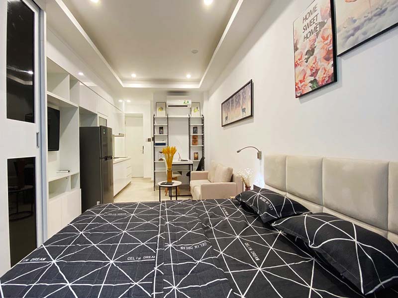 Bright studio serviced apartment need renting in Dakao Ward District 1