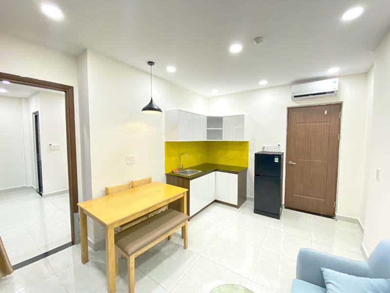 Bright rooftop serviced apartment for rent on Nguyen Van Dau Street Binh Thanh District.
