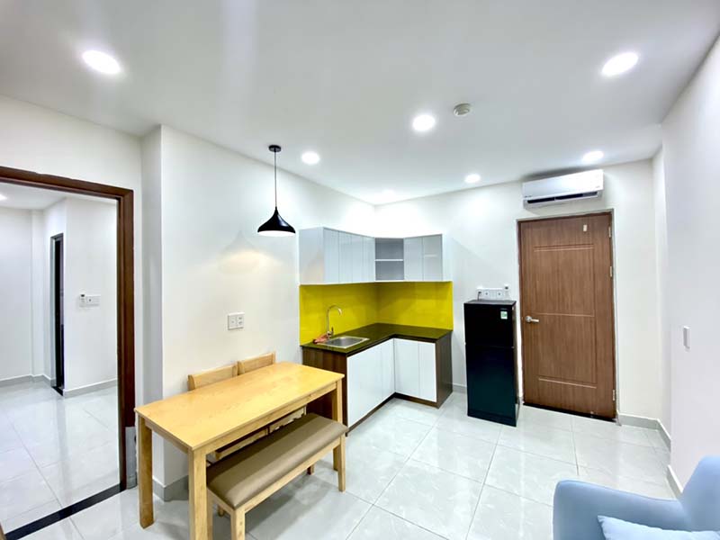 Bright rooftop serviced apartment for rent on Nguyen Van Dau Street Binh Thanh District.
