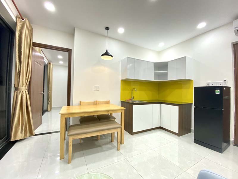 Bright rooftop serviced apartment for rent on Nguyen Van Dau Street Binh Thanh District.