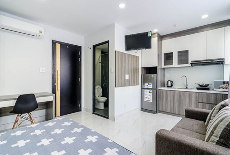 Studio serviced apartment for rent on Nguyen Huu Canh street Binh Thanh