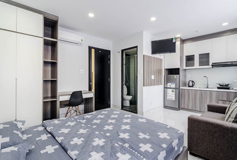 Studio serviced apartment for rent on Nguyen Huu Canh street Binh Thanh
